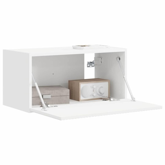 Стенен ТВ шкаф LINEA с вертикално фрезован фронт, бял, 60 x 31 x 29,5 см