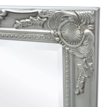 Стенно огледало със сребриста барокова рамка от масивно дърво, 100 x 50 см