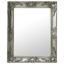 Стенно огледало със сребриста барокова рамка от масивно дърво 50 x 60 см