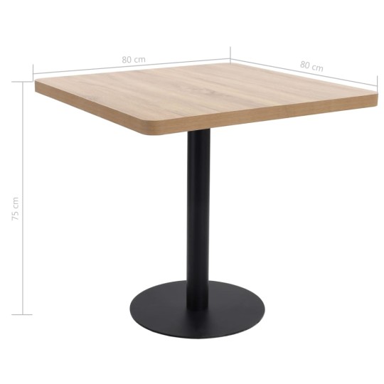 Трапезна бистро маса в стил Industrial Modern, светлокафяв дъб и черна стомана, 80 x 80 см