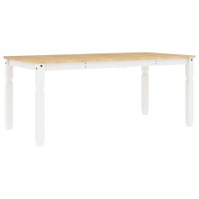 Трапезна маса Corona в стил Rustic, бяла чамова дървесина масив, 180 x 90 см