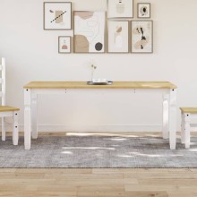 Трапезна маса Corona в стил Rustic, бяла чамова дървесина масив, 180 x 90 см