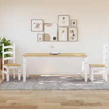 Трапезна маса Corona в стил Rustic, бяла чамова дървесина масив, 180 x 90 см