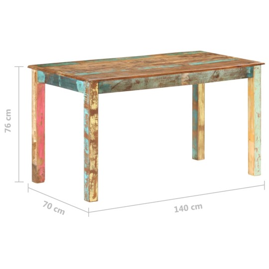 Трапезна маса в стил Artisan, многоцветно регенерирано масивно дърво, 140 x 70 см