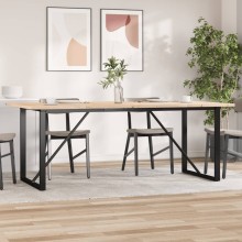 Трапезна маса в стил Industrial Modern, чамова дървесина масив и черна стомана, 200 x 100 см