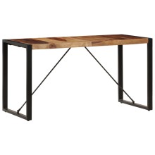 Трапезна маса в стил Industrial Modern, натурално масивно акациево дърво и черна стомана, 140 x 70 см