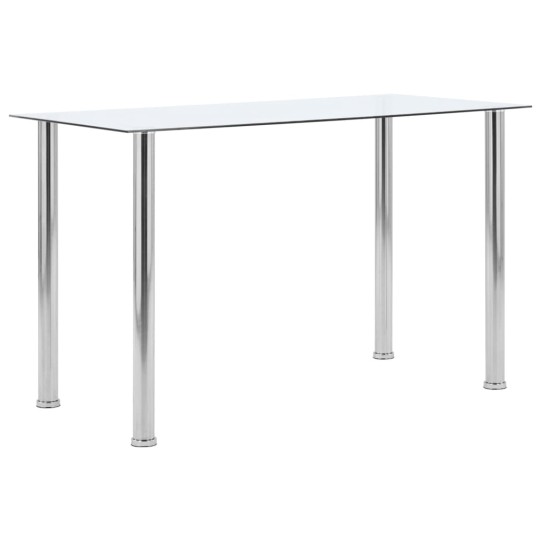 Трапезна маса в стил Modern Glass, прозрачно закалено стъкло и неръждаема стомана, 120 x 60 см