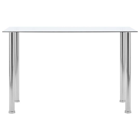 Трапезна маса в стил Modern Glass, прозрачно закалено стъкло и неръждаема стомана, 120 x 60 см