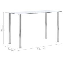 Трапезна маса в стил Modern Glass, прозрачно закалено стъкло и неръждаема стомана, 120 x 60 см