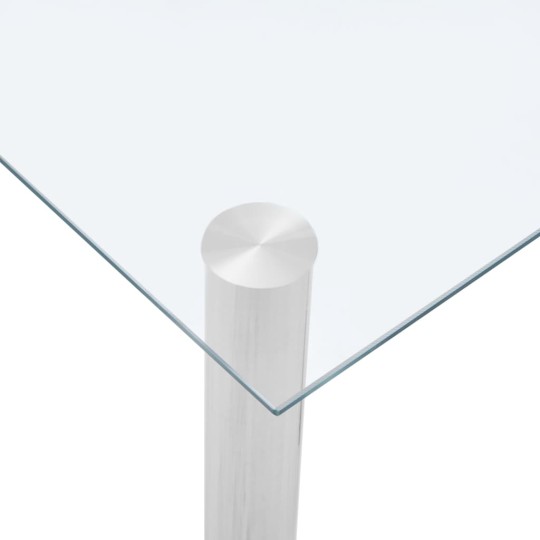 Трапезна маса в стил Modern Glass, прозрачно закалено стъкло и неръждаема стомана, 120 x 60 см