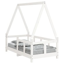 Бебешко легло Монтесори от масивна борова дървесина, бяло, 70 x 140 см
