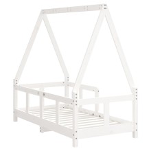 Бебешко легло Монтесори от масивна борова дървесина, бяло, 70 x 140 см