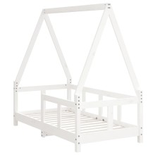 Бебешко легло Монтесори от масивна борова дървесина, бяло, 70 x 140 см