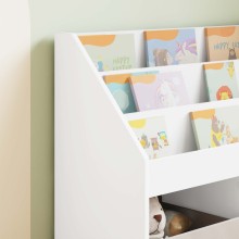 Детска етажерка за книги с открити отделения, бяла, 72,5 x 29,5 x 69 см