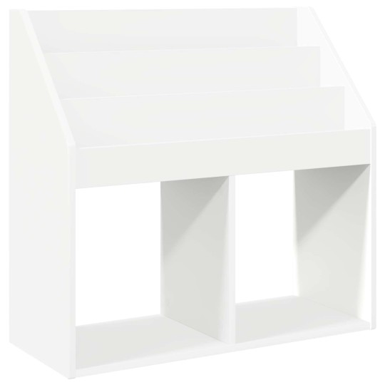 Детска етажерка за книги с открити отделения, бяла, 72,5 x 29,5 x 69 см