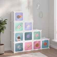 Детски модулен органайзер с 10 отделения, бял, 124,5 x 31,5 x 123,5 см