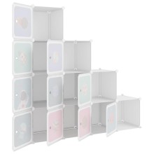 Детски модулен органайзер с 10 отделения, бял, 124,5 x 31,5 x 123,5 см