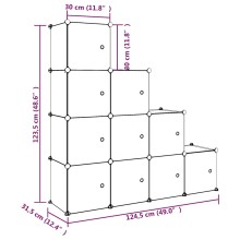 Детски модулен органайзер с 10 отделения, бял, 124,5 x 31,5 x 123,5 см
