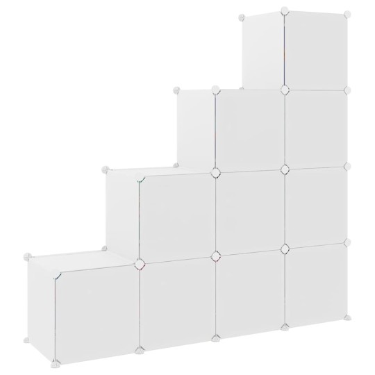 Детски модулен органайзер с 10 отделения, бял, 124,5 x 31,5 x 123,5 см