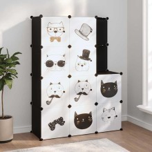 Детски модулен органайзер с 10 отделения, черен, 110 x 46,5 x 144 см