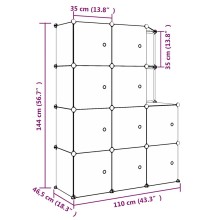Детски модулен органайзер с 10 отделения, черен, 110 x 46,5 x 144 см