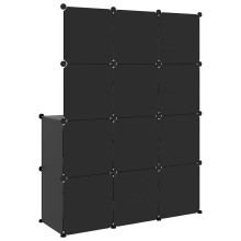 Детски модулен органайзер с 10 отделения, черен, 110 x 46,5 x 144 см