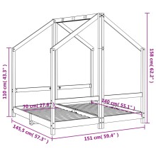 Двойно бебешко легло Монтесори, бор масив, бяло, 2 x (70 x 140) см