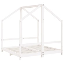 Двойно бебешко легло Монтесори, бор масив, бяло, 2 x (70 x 140) см