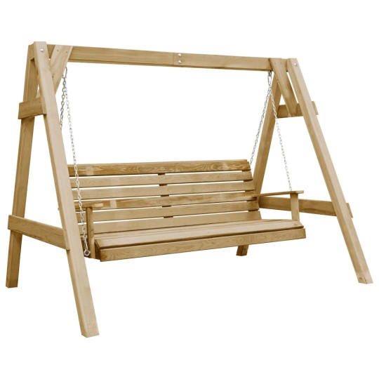 Градинска люлка от импрегниран бор, естествен цвят, 205x150x157 см