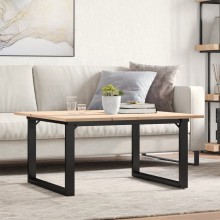 Холна маса в стил Industrial Modern, чамова дървесина масив и черна стомана, 90 x 90 см