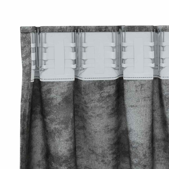 Кадифени завеси в цвят тъмносив с комбиниран перделък, 2 бр., 140 x 225 см