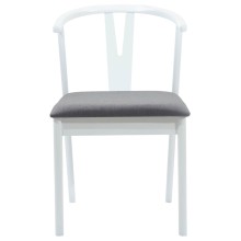 Комплект от 2 трапезни стола тип кресла в стил Mid-Century Modern от масивно каучуково дърво в бяло и сиво