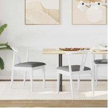 Комплект от 2 трапезни стола тип кресла в стил Mid-Century Modern от масивно каучуково дърво в бяло и сиво