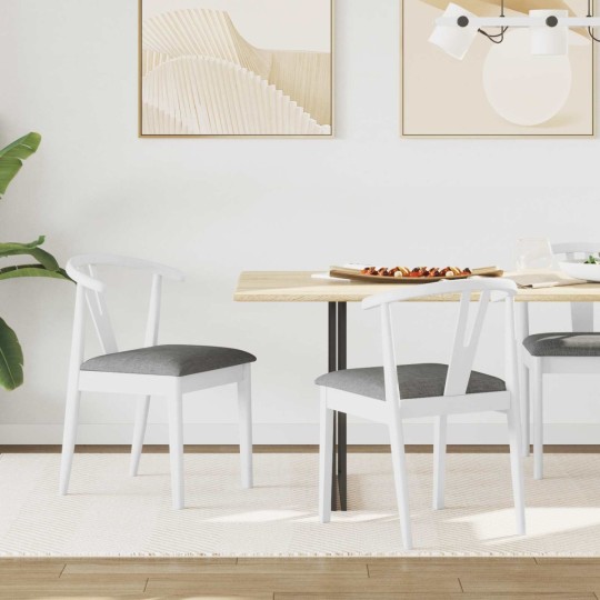 Комплект от 2 трапезни стола тип кресла в стил Mid-Century Modern от масивно каучуково дърво в бяло и сиво