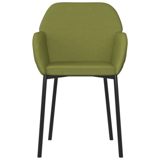 Комплект от 2 трапезни стола тип кресла в стил Mid-Century Modern от светлозелено кадифе с черни метални крака