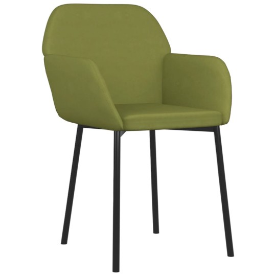 Комплект от 2 трапезни стола тип кресла в стил Mid-Century Modern от светлозелено кадифе с черни метални крака