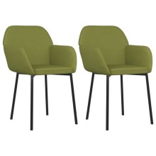 Комплект от 2 трапезни стола тип кресла в стил Mid-Century Modern от светлозелено кадифе с черни метални крака