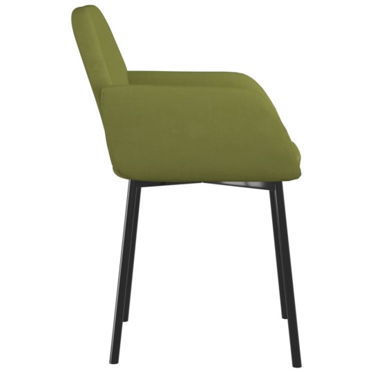 Комплект от 2 трапезни стола тип кресла в стил Mid-Century Modern от светлозелено кадифе с черни метални крака