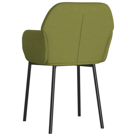 Комплект от 2 трапезни стола тип кресла в стил Mid-Century Modern от светлозелено кадифе с черни метални крака