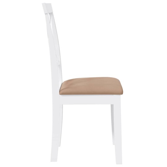 Комплект от 2 трапезни стола в стил French Country от масивно каучуково дърво в бяло и кафяв текстил