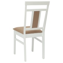 Комплект от 2 трапезни стола в стил Modern Traditional от масивно каучуково дърво в бяло и бежово