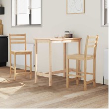 Комплект от 2 високи бар стола с облегалка в стил Transitional Classic от масивно каучуково дърво в натурален цвят