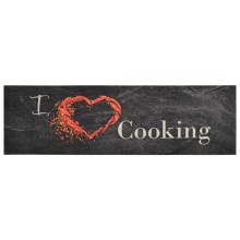 Кухненско килимче I ❤ cooking, черно, 45x150 см, кадифе