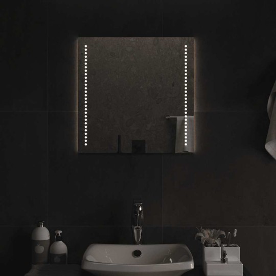LED огледало за баня с USB захранване и периферно точково осветление, 50x50 см