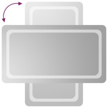 LED стенно огледало за баня с периферна рамка с омекотени ъгли и USB захранване, 50x90 см