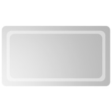 LED стенно огледало за баня с периферна рамка с омекотени ъгли и USB захранване, 50x90 см