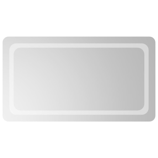 LED стенно огледало за баня с периферна рамка с омекотени ъгли и USB захранване, 50x90 см