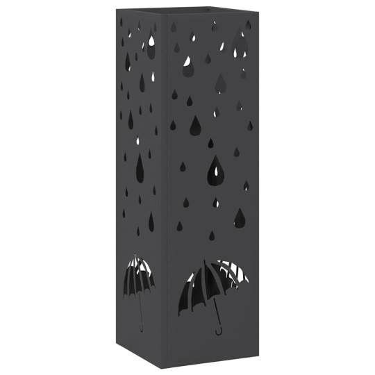 Метална поставка за чадъри DROPS, черна, 15,5 x 15,5 x 49 см