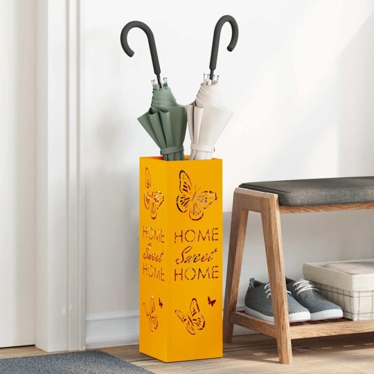 Метална поставка за чадъри HOME, цвят горчица, 15,5 x 15,5 x 49 см
