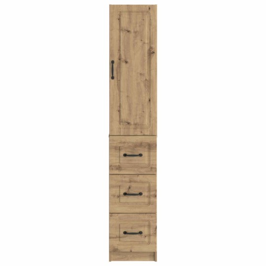 Модулен шкаф с врата и 3 чекмеджета, дъб артизан, 33 x 34,5 x 174 см